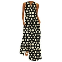 Plus Size ženske Vintage V izrez za spajanje cvjetnih štampanih maksi haljina bez rukava ženske haljine