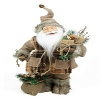 24 rustikalni Lodge stoji Santa Claus u Kamila smeđe karirani šal sa poklonima Božić figura